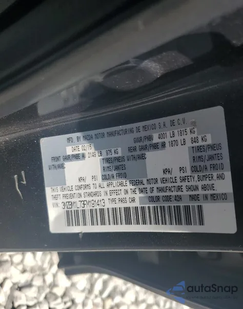 2015 Mazda 3 Touring from USA, damaged, VIN 3MZBM1L73FM191413